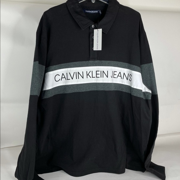 Calvin Klein Colorblocked Black Polo Shirt XXL - Picture 3 of 12